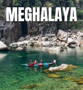 Scenic view of Meghalaya's lush landscapes, showcasing popular tourist destinations and natural beauty.